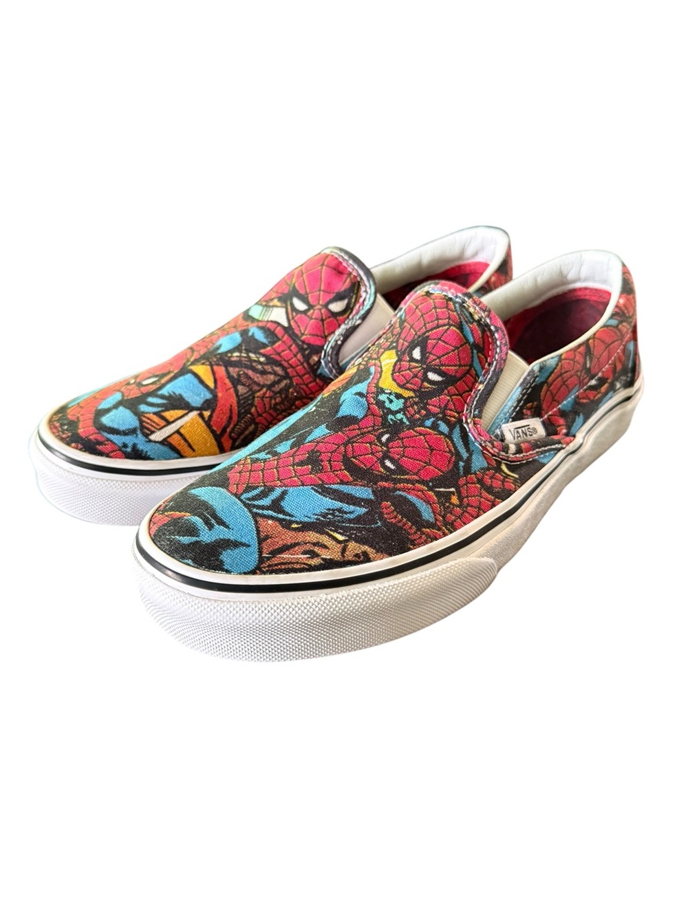 Vans x Marvel Spider-Man Slip On Sneakers Men’s 6 Women’s 7.5 Rare Comic Print